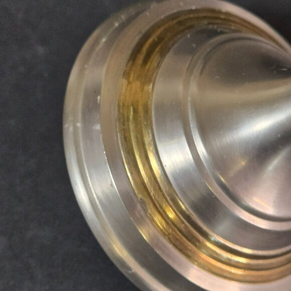 Vintage Solid Brass Two-Tone Taper Candle Holder w Goldtone Accent Rings India - Picture 2 of 13